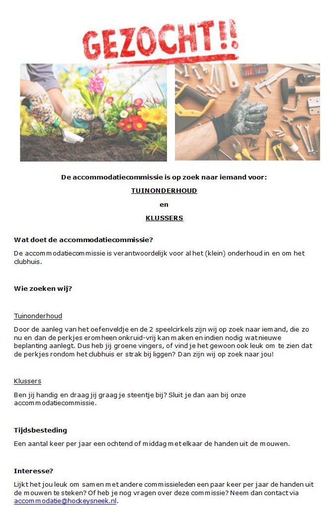 Klussers gezocht